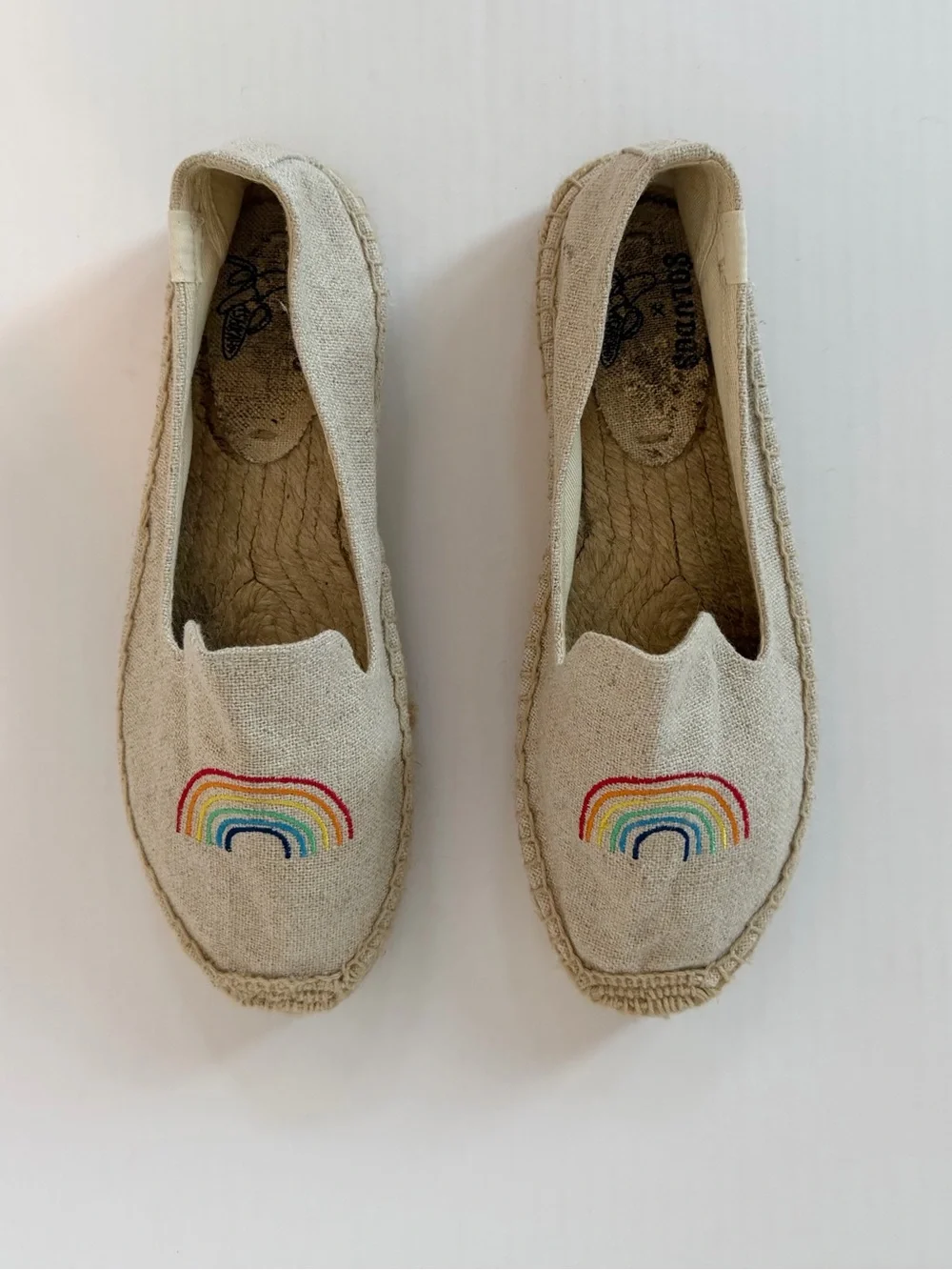 Soludos x Ashkahn Natural Rainbow Embroidered Espadrilles